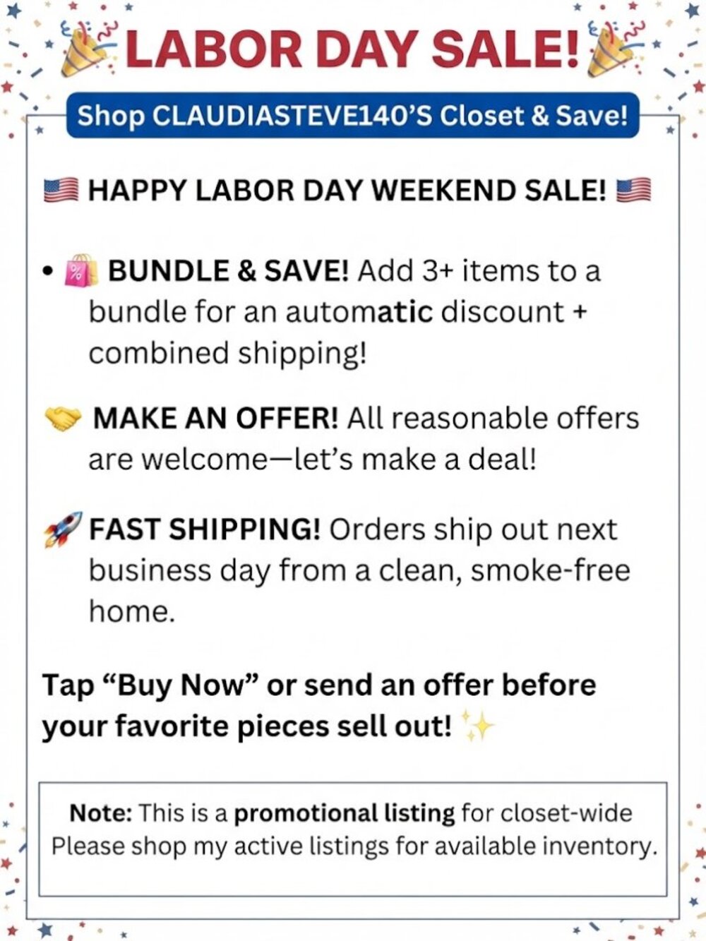 🎉 Labor Day Sale! Shop My Closet & Save! 🎉